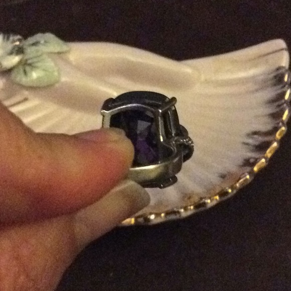 Sterling Silver, Marcasite and Amethyst Ring. - Picture 6 of 7